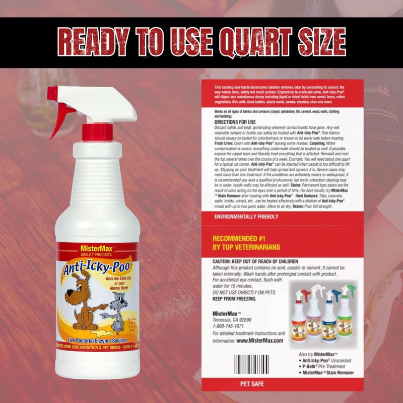 Mister Max Original Scent Anti Icky Poo Odor Remover, Quart Size - Image 3